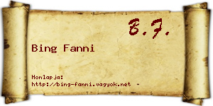 Bing Fanni névjegykártya